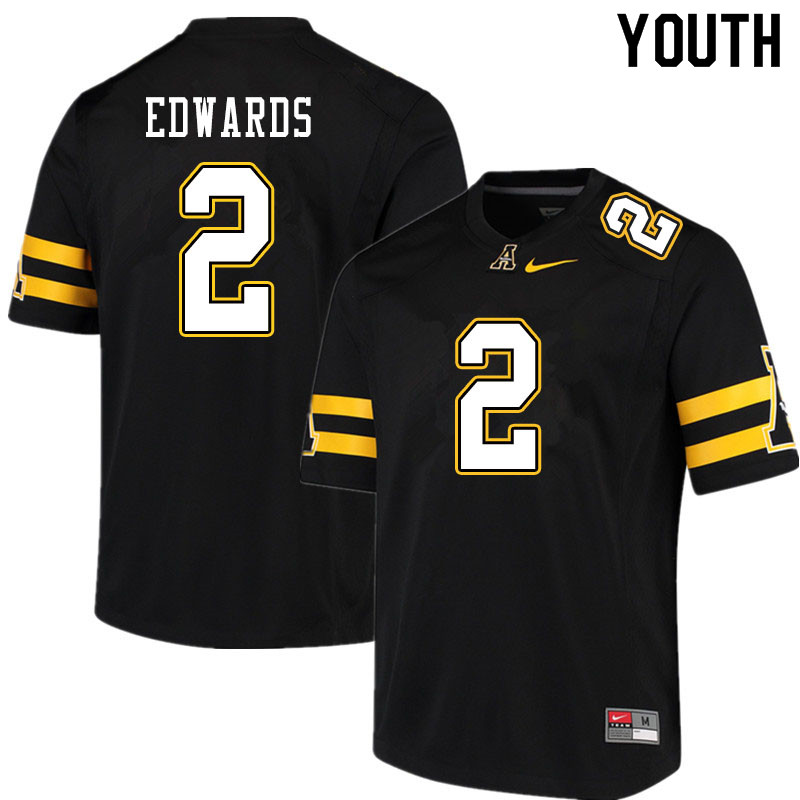 Youth #2 Willie Edwards Appalachian State Mountaineers College Football Jerseys Sale-Black
